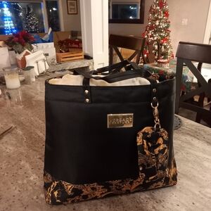 Versace Parfums Magnet Snap Tote Handbag with Coin Purse and Dust Cover